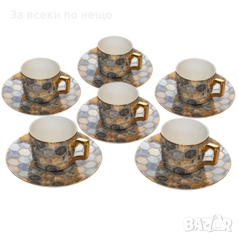 Луксозен сервиз за кафе с геометричен мотив Код P1248