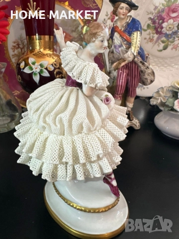 Volkstedt Фолкщед Germany  Curca 1945 (Älteste Volkstedter Porzellanmanufaktur) Dresden Lace , снимка 15 - Антикварни и старинни предмети - 52939076