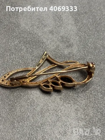 Руска Златна брошка с естествени камъни, снимка 5 - Колиета, медальони, синджири - 49874324