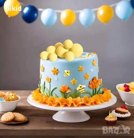 Пчела Пчели пчеличка разперени крила акрил фигурка бижу нокти декорация украса маникюр торта крафт, снимка 2 - Други - 50354288