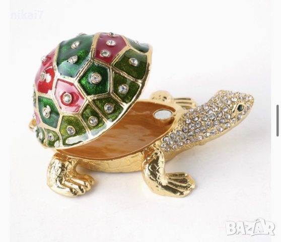 кутия за бижута луксозен сувенир костенурка жаба с камъни украса, снимка 4 - Други - 42080292
