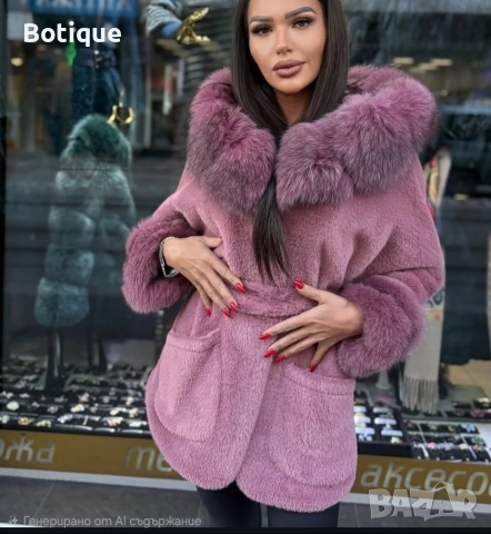 дамско палто с естествен косъм , снимка 2 - Палта, манта - 52635038