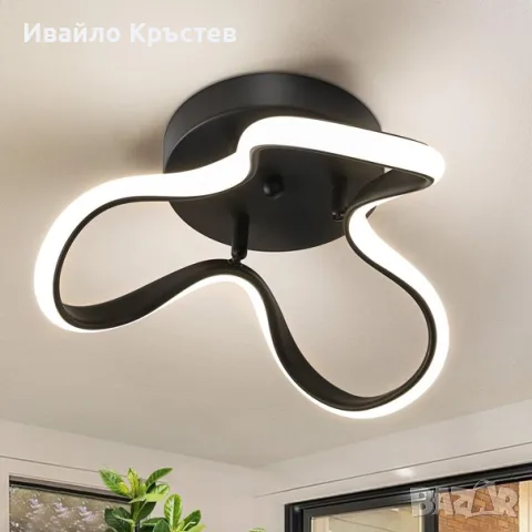LED таванна лампа 24 W 4000 K 31см модерен алуминиев – Черна
