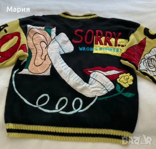 Pinup плетен пуловер ми апликации. Произведение на изкуството от Флорида. , снимка 2 - Блузи с дълъг ръкав и пуловери - 49728195