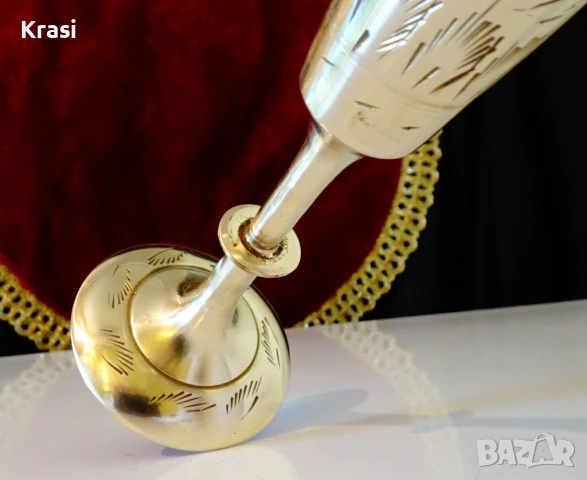 Бронзов бокал за вино 20 см.,200 мл.,гравиран. , снимка 6 - Антикварни и старинни предмети - 50909837