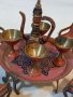 Мини бронзови фигурки маса с четири стола и комплект за чай, снимка 2