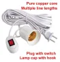 E27 Фасунга с Кабел Щепсел Крушка с Дълъг Захранващ Кабел за Лампа с Вграден Ключ и Кука за Закачане, снимка 2