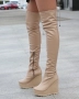 Ботуши на платформа - бежова кожа, снимка 2