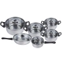 Комплект готварски съдове от инокс 12 части: 5 тенджери, тиган и стъклени капаци (16-24 см), снимка 6