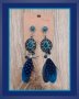 Красиви обеци с пера и камъни, в синьо, снимка 1 - Обеци - 35842246