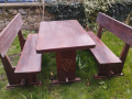 Масивна дървена маса с две пейки , снимка 1
