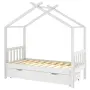 vidaXL Рамка за детско легло с чекмедже, бяла, бор масив, 80x160 см（SKU: 322149）, снимка 1