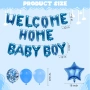 Декорации за момченце "WELCOME HOME BABY BOY" - 38 броя сини фолийни балони със звезди, снимка 3