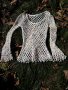 Плетена памучна блуза с брокати, снимка 1 - Блузи с дълъг ръкав и пуловери - 34397802