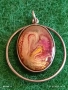 Сребърен Арт медальон дихройчно стъкло Ретро бижу 65715, снимка 4