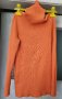 Продавам вълнена фанела с висока яка поло пуловер  Оранжева  , снимка 1 - Блузи с дълъг ръкав и пуловери - 42280123