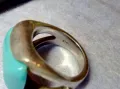 СКЪПОЦЕНЕН СРЕБЪРЕН ПРЪСТЕН СРЕБРО 925 с ГОЛЯМ ШЛИФОВАН ТЮРКОАЗ ВИНТИДЖ АРТ МОДЕЛ 48577, снимка 9