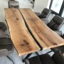 Масивна дървена трапезна маса, маса за хранене Аполон с епоксидна смола