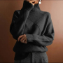 Дамски плетен пуловер черен 