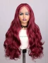 Тъмно червена бордо вълнообразна перука на път с дантела 13*4*1, снимка 1