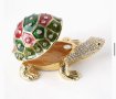 кутия за бижута луксозен сувенир костенурка жаба с камъни украса, снимка 4