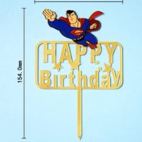 Супермен Superman Happy Birthday пластмасов топер украса табела за торта рожден ден, снимка 1 - Други - 41830429