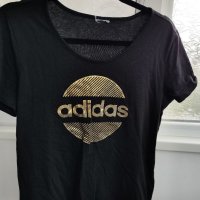 Adidas дамска тениска със златна щампа, Л/L , снимка 2 - Тениски - 41509096