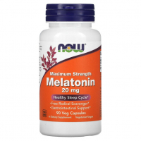 Мелатонин, NOW Foods, Maximum Strength Melatonin, 20 mg, 90 Veg Capsules, снимка 1 - Хранителни добавки - 32875279