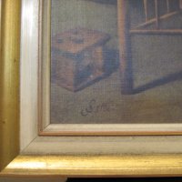 Стара картина в дървена рамка принтирана върху дървена  плоскост., снимка 2 - Антикварни и старинни предмети - 42187298