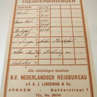 Стара жп карта реклама  холандски около 1930 железници, снимка 1 - Антикварни и старинни предмети - 41161984