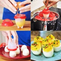 6 бр силиконови форми съда чашки за варене на яйца яйце без черупка Egg Boil Cooker, снимка 2 - Аксесоари за кухня - 41417380