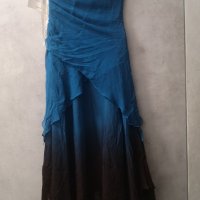 Официална Синя Рокля Естествена коприна размер М, снимка 3 - Рокли - 42473661