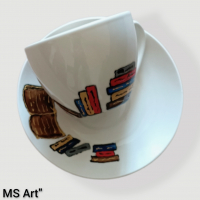 Ръчно рисувана порцеланова чаша за кафе, снимка 4 - Чаши - 36384218