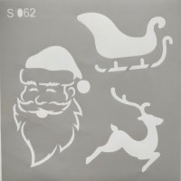 Самозалепващ шаблон Дядо Коледа, елен, шейна S062 скрапбук декупаж , снимка 1 - Други - 42467612