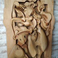 Голяма дърворезба - "Изкушение" - 98/63 - Пламен Атанасов - 2011г., снимка 2 - Пана - 33868134