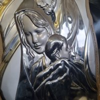 Сребърна икона Свето семейство, снимка 7 - Други ценни предмети - 44309748