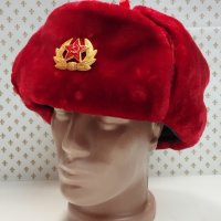 25 - Червена руска шапка калпак ушанка., снимка 3 - Шапки - 43328805
