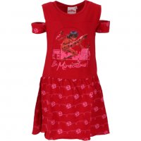 Рокля за момиче Калинката в червено и розово, снимка 3 - Детски рокли и поли - 39433867