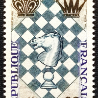 Франция, 1966 г. - самостоятелна чиста марка, шахмат, 3*16, снимка 1 - Филателия - 44684959