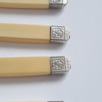 Стари сребърни ножове с кокалени дръжки, снимка 5 - Антикварни и старинни предмети - 41230136