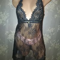 Hunkemoller M-Черна секси нощница от дантела , снимка 1 - Бельо - 41354006