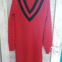 Дълга червена рокля туника Л, снимка 3 - Туники - 39694093
