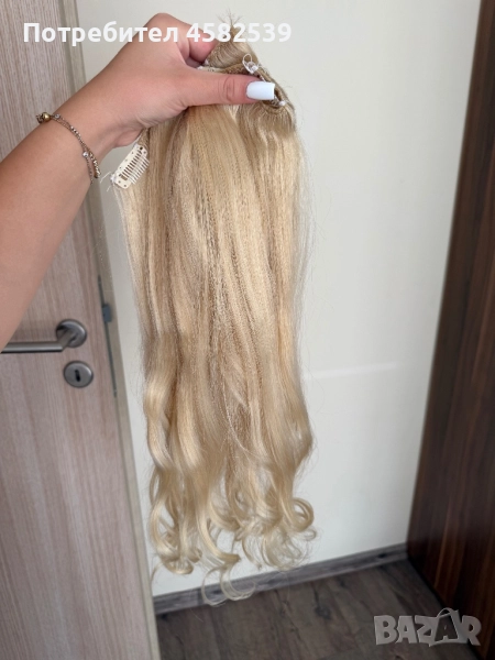 „100 г светло руси естествени екстеншъни с клипси “, снимка 1