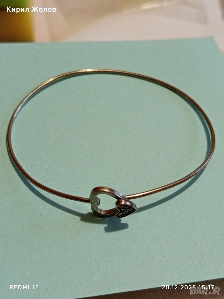 СРЕБЪРНА ГРИВНА СТИЛ Tiffany СЪРЦА с ИНКРУСТИРАНИ КРИСТАЛИ 51109, снимка 1