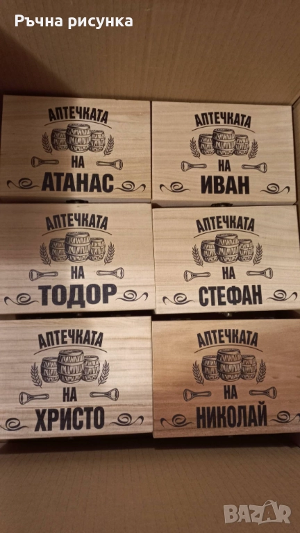 Кутия с шотове - пример "Аптечката на ...Трифон ,Димитър,Иван ,Христо,Стефан ,Йордан,Никулден и друг, снимка 1