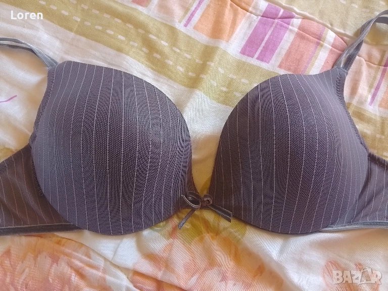 Сутиен сив на бели раенца М, снимка 1
