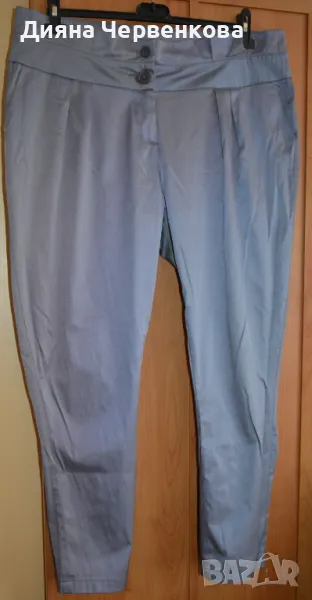 👖 Дамски светлосив сатенен панталон тип потур с басти, XL–3XL, снимка 1