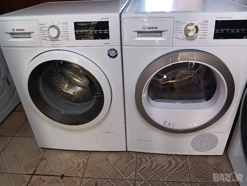 Комплект пералня и сушилня с термопомпа Бош Bosch Serie 6 A+++ Made in Germany  2 години гаранция!, снимка 1