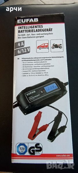 Eufab 16616 Автоматично зарядно устройство 6 V, 12 V 2 A 2 A, 4 A, снимка 1
