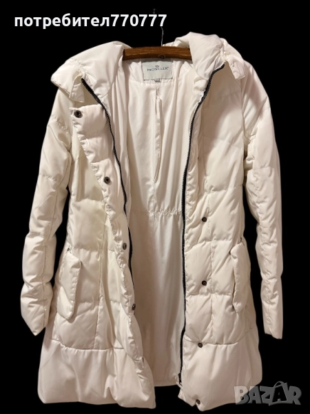 Бяло дълго яке Moncler Монклер 100% гъши пух, снимка 1